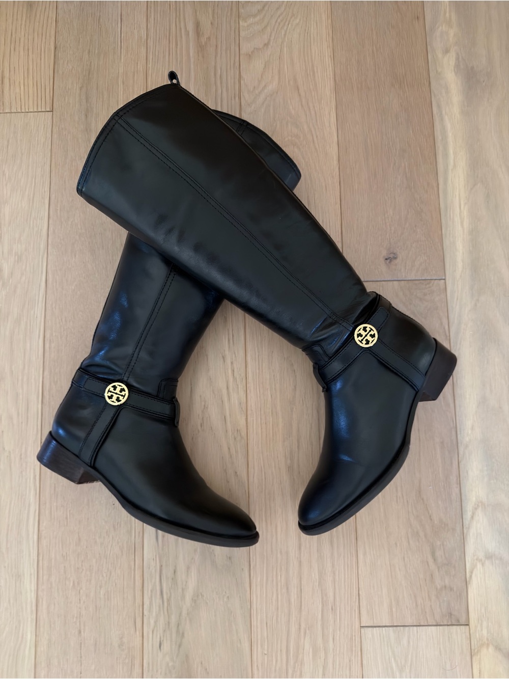 Tory Burch classic black leather riding boot